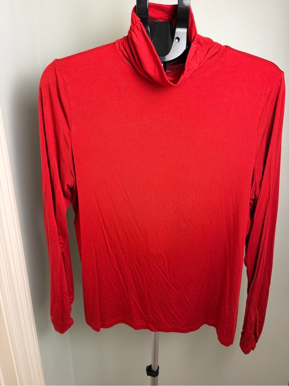 Chico’s Red Ruched Turtleneck Long Sleeve Stretch Top